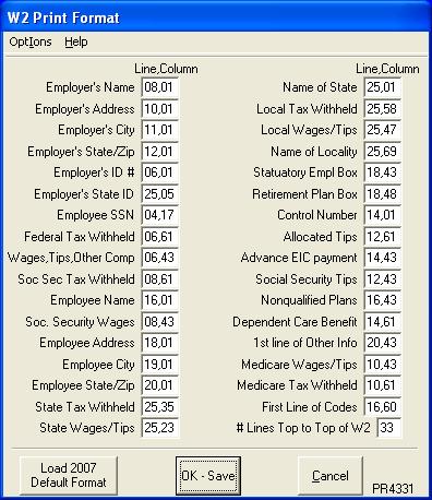 W2 formats